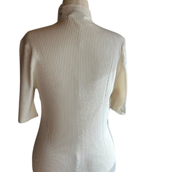 NWT LOFT Ribbed Shoulder Button Mock Neck Sweater Women's XL/12 Cream White - Picture 5 of 9